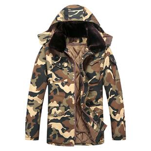 迷彩棉服男冬装加厚加绒羊绒保暖上衣外套军大棉袄防寒工作服棉衣