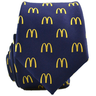 麦当劳男女士丝巾7CM定订制企业团体LOGO拉链商务职业领带夹胸针
