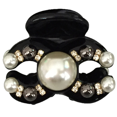 韩国进口小香风高档珍珠水钻抓夹