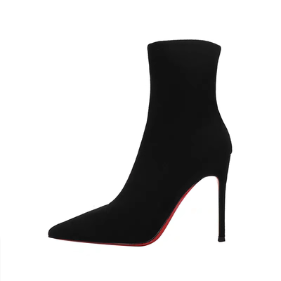黑色性感红底弹力瘦瘦靴