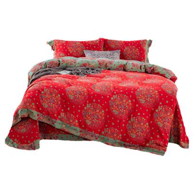 床上全棉双层纱四件套结婚