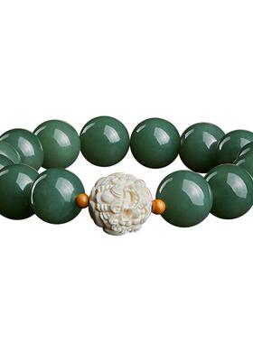 和田玉碧玉手串文玩佛珠复古手链