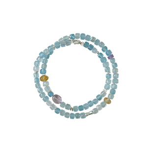 谷岚「澜玦」天然海蓝宝手串女方糖黄水晶糖豆紫水晶双圈多宝手链