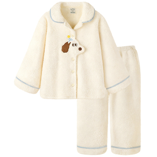 Pinksea睡衣女款冬珊瑚绒加厚可爱小狗保暖可外穿家居服大码套装