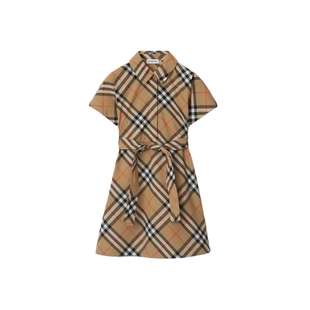 【24期免息】BURBERRY 女童 格纹棉质短袖衬衫式连衣裙 80905381