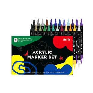 Arrtx阿泰诗32色双头丙烯马克笔防水手绘DIY画鞋丙烯颜料笔专用儿童丙烯颜料皮肤色套装彩绘全套涂鸦笔软头