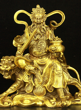 黄铜武财神赵公明神像赵公明骑虎像武财神供奉特大号赵元帅佛像纯