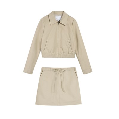 翻领正肩夹克A字半身裙两件套