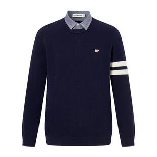 GOLDEN BEAR/金熊 春季男装上衣假两件TB条纹针织衫