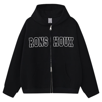 美式重磅拉链连帽卫衣外套女加绒