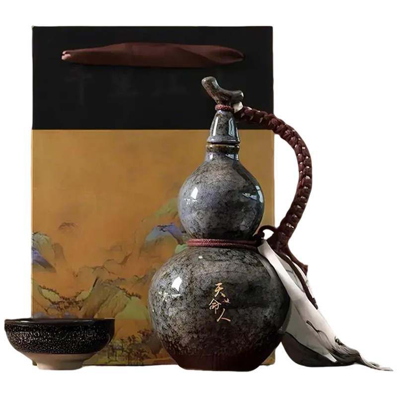 PE'S Life葫蘆水壺復(fù)古風(fēng)天命人葫蘆酒壺家用陶瓷密封便攜水壺