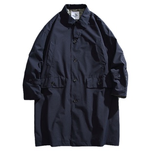 ONUN复古宽松廓形翻领单排扣风衣日系休闲气质中长款夹克潮流外套