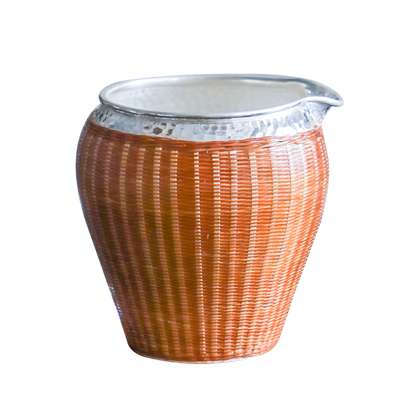 纯银时代纯手工竹编防烫银公道杯