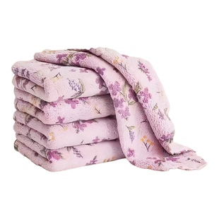 厨房专用强力吸水不掉毛抹布珊瑚绒家用印花加厚不沾油毛巾洗碗布