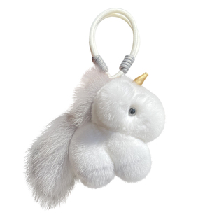 韩国ins可爱毛绒小马挂件獭兔毛独角兽包挂饰钥匙扣配饰生日礼物