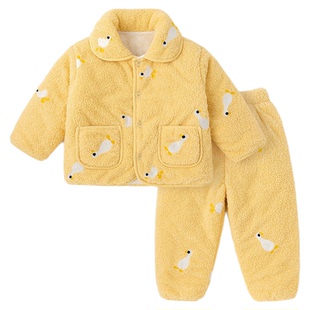 嘟嘟家男童家居服套装冬季儿童分体式睡衣女童居家童装小孩衣服冬