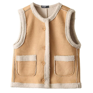 秋冬新款鹿皮绒马甲大码女装200斤胖mm坎肩马夹背心外穿皮毛一体