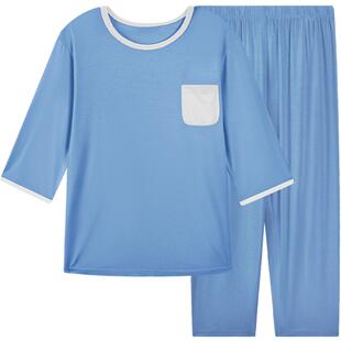 euv 儿童夏季睡衣男女童莫代尔小孩冰丝薄款中大童夏天家居空调服