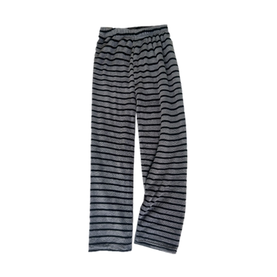 福利款条纹加绒珊瑚绒居家遛弯裤