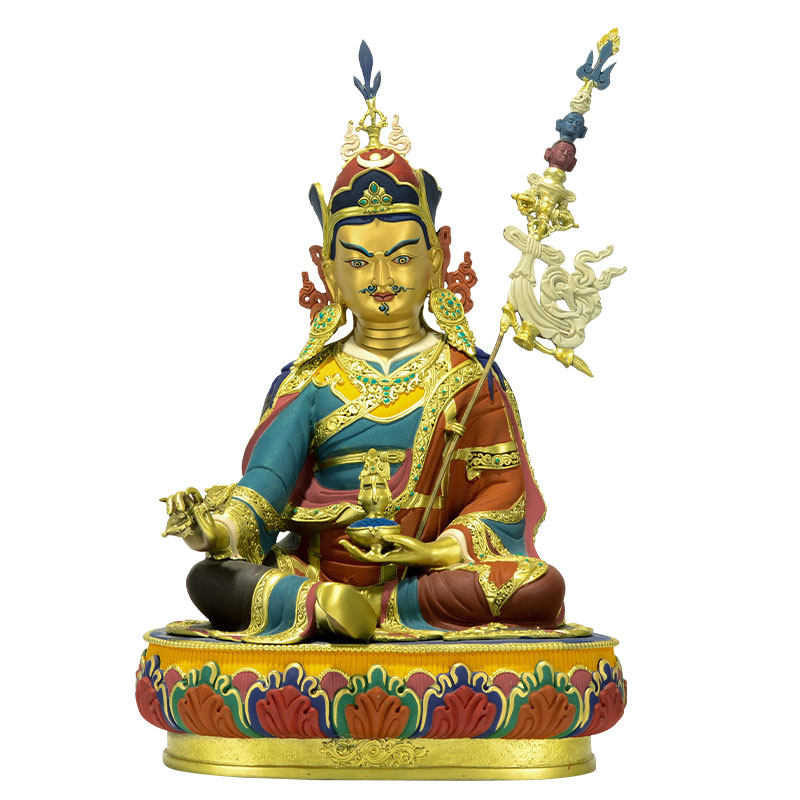 彩绘莲花生大士铜像摆件