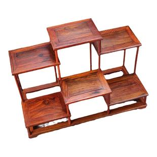 老红酸枝博古架小置物展架茶具架微凹黄檀多宝阁实木中式榫卯结构