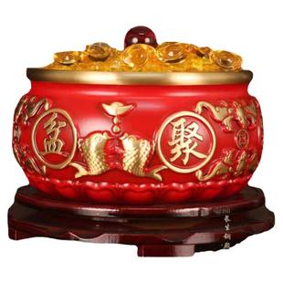 新品上架彩色实心黄铜八福聚宝盆客厅玄关中式装饰摆件存钱罐米缸
