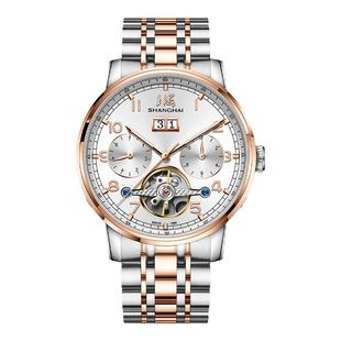 上海手表男官方旗舰店机械自动机械表夜光多功能镂空飞轮表6005