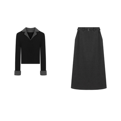 乔拉长袖针织衫上衣裙子套装女