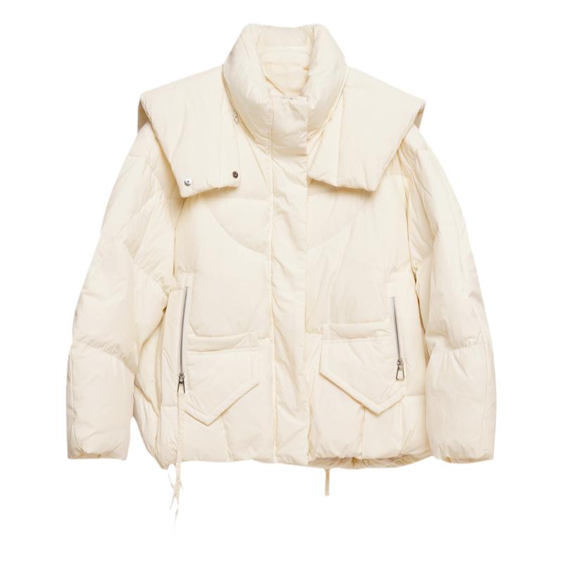 燕菲妮2024冬季新款设计感连帽立领宽松羽绒服简约气质商场同款