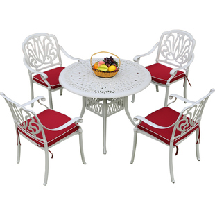 远茂室外铸铝桌椅白色户外桌椅庭院露天别墅露天花园院子里的桌椅