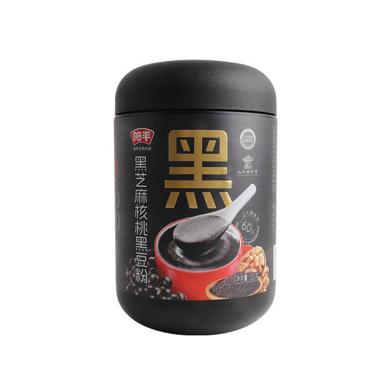 阳平黑芝麻核桃黑豆粉500g罐装黑食材60%营养代餐粉质细腻冲泡