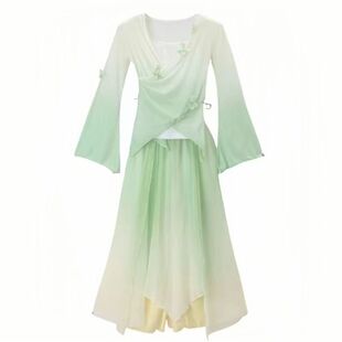 舞蹈服儿童服装纱衣练功服女童民族古典中国舞演出服仙气渐变蝴蝶