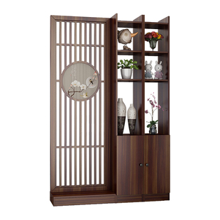 新中式屏风客厅隔断装饰现代简约轻奢双面入户玄关柜鞋柜一体酒柜