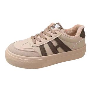 大牌奶fufu小白鞋女2025新款秋冬季百搭运动休闲鞋子加绒厚底板鞋