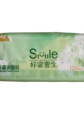 好客壹生可湿水纸巾120抽3层家用抽取式面巾纸12包装抽纸不易掉屑