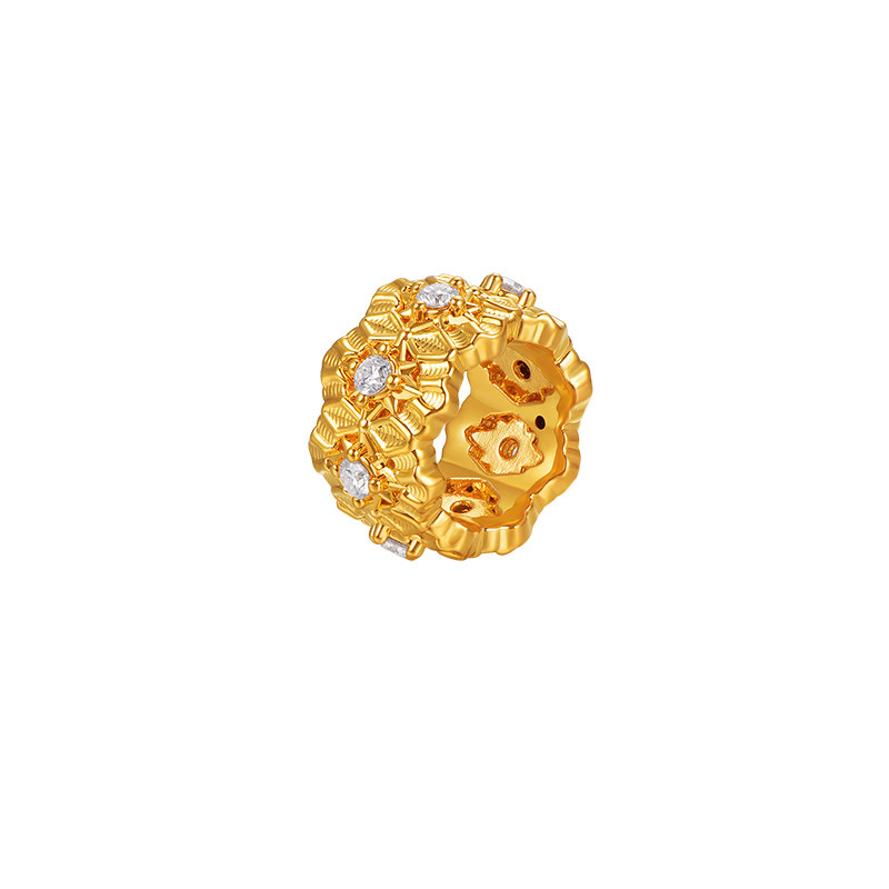 明牌珠宝硬金四芒星语吊坠 黄金莫桑石镶嵌时尚转运珠项坠AFP1241