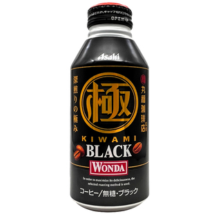 日本进口BIACK黑咖啡WONDA朝日旺达极无糖深煎咖啡饮料400ml*24罐