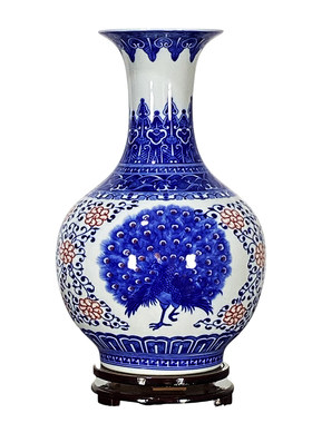 景德镇新中式客厅陶瓷插花装饰品