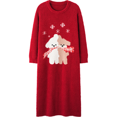 SLEEPTIGHT冬季加厚半边绒睡裙