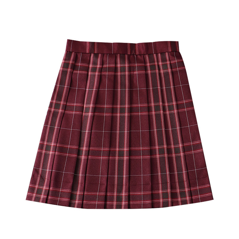 短裙红色格裙沙华jk裙制服全套装学院风学生装春夏季高腰百褶裙女