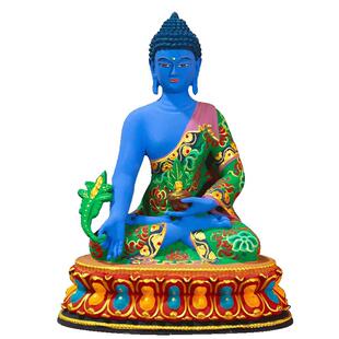 藏式彩绘《三世佛》精工《释迦牟尼阿弥陀佛三宝佛》家用铜像摆件
