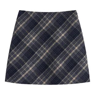 SUNSHINE LION格子半身裙女2025秋冬气质显瘦A字包臀复古格纹短裙