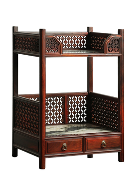 镂空置物架桌面实木大理石