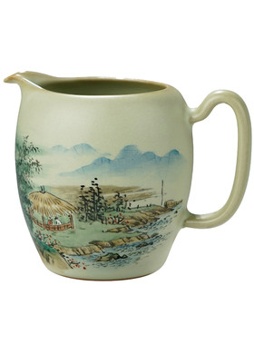 粉青汝瓷公道杯汝窑茶海手绘作品
