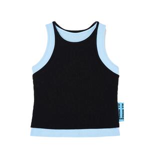 ALL BEINGS2025SS设计师新款蓝黑撞色双层螺纹百搭打底背心女
