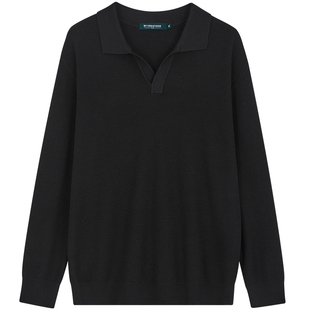 【可机洗】柏品海鸥领羊毛针织衫男2025春新英伦风衬衫领套头毛衫