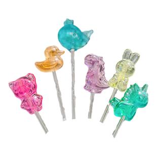 CANDYDOMO手工高颜值手工可爱动物发光棒棒糖儿童零食水果味糖果