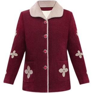 老年人冬装女奶奶秋冬外套妈妈加绒加厚保暖大衣服老太太老人衣服