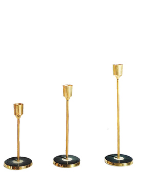 美式风国外进口黄铜金色浪漫烛台