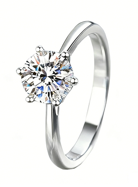 D色莫桑钻戒指女闪镶钻纯银指环